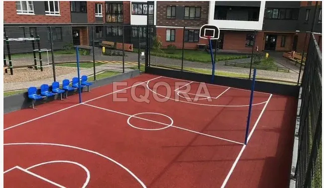 Бесшовное покрытие из резиновой крошки для баскетбольной площадки в Мытищах